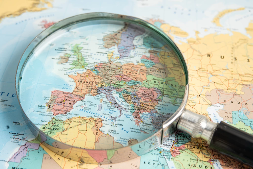 Carte d'Europe avec des pays colorés en fonction des exigences de passeport