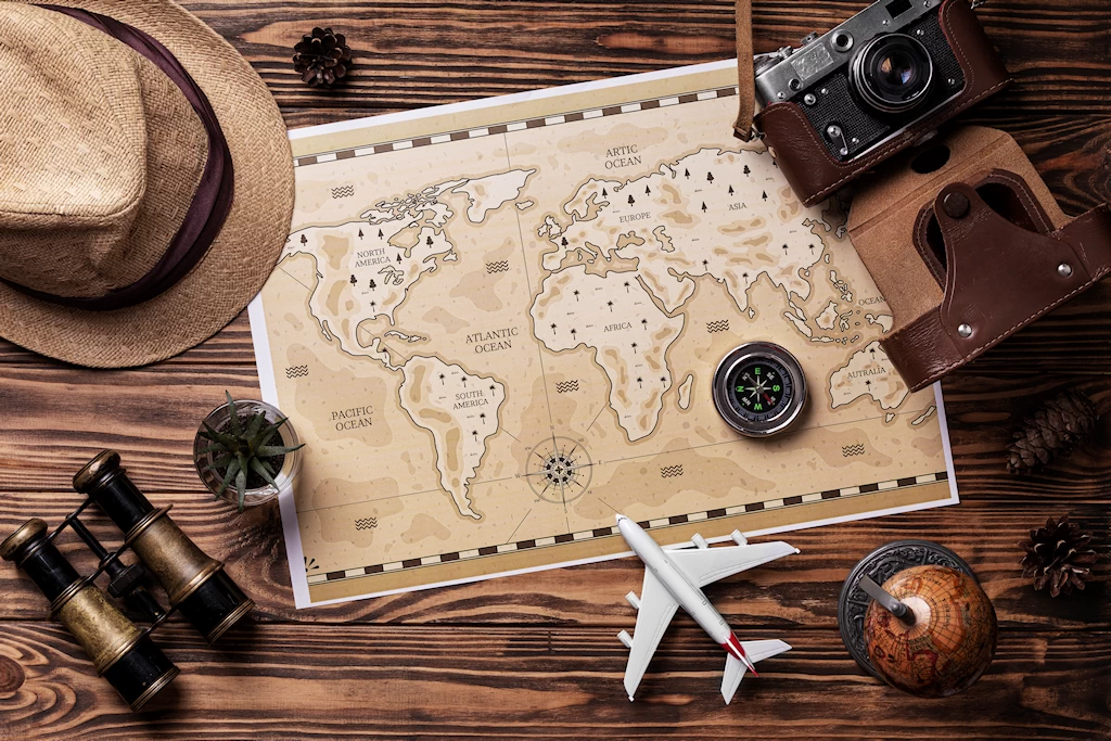 Une carte du monde avec des couleurs d'aventurier